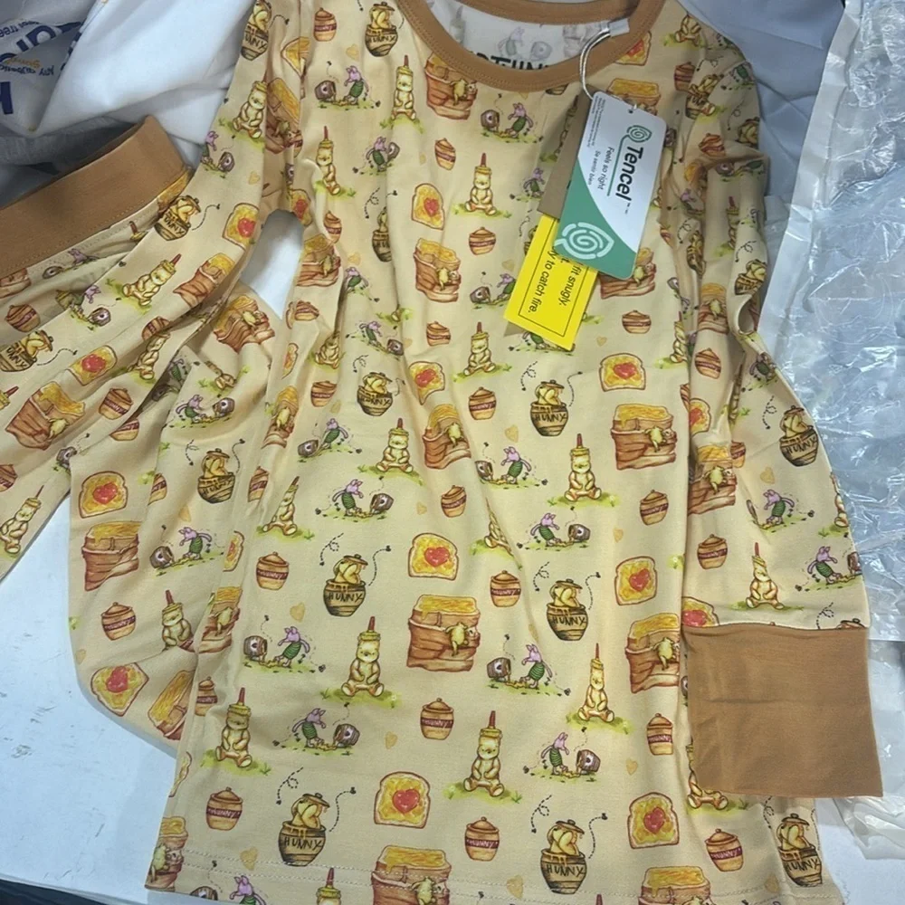 Wild woven kind thing honey bear 2 piece bamboo tencel pj set new